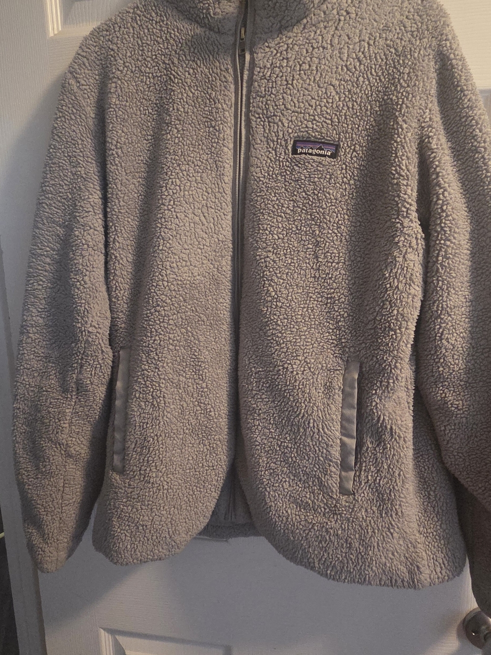 Patagonia Men's Light Gray Sherpa Fleece Jacket XL Zip Up